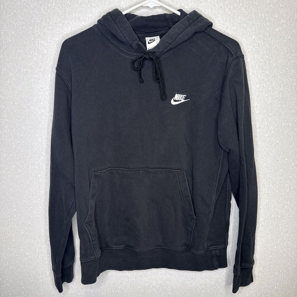 Nike Mens Size Medium M Black Sportswear Club Fleece Pullover Hoodie Sweatshirt